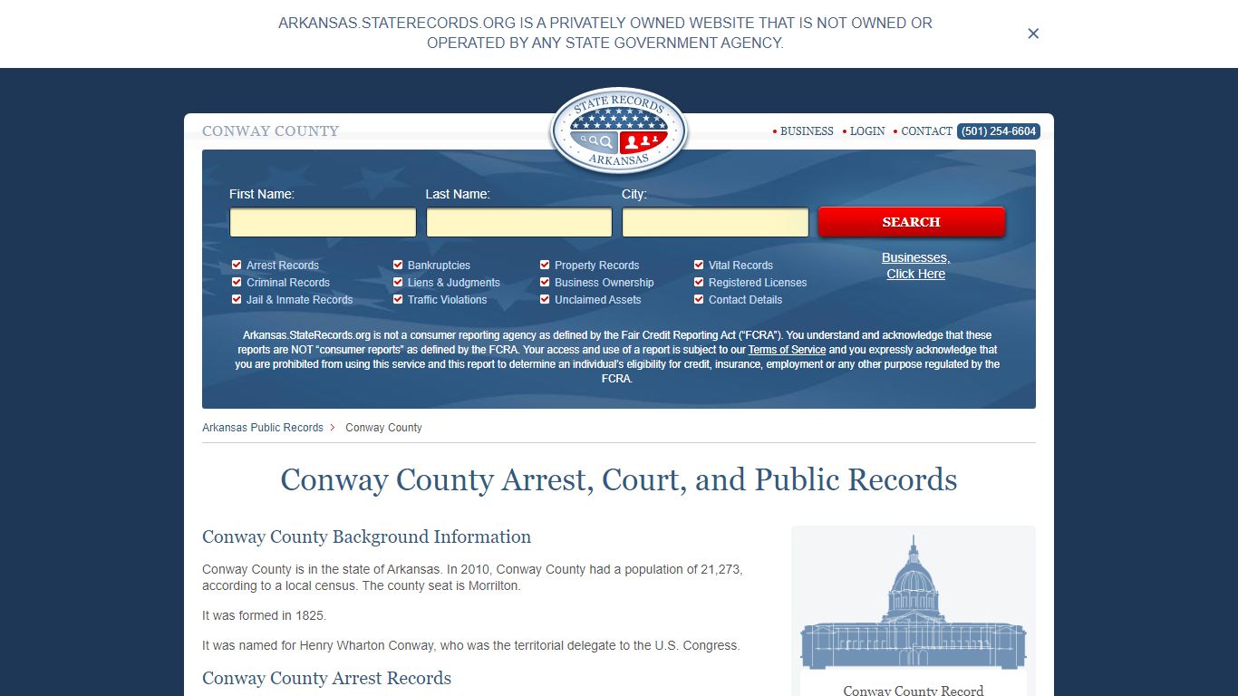 Conway County Arrest, Court, and Public Records