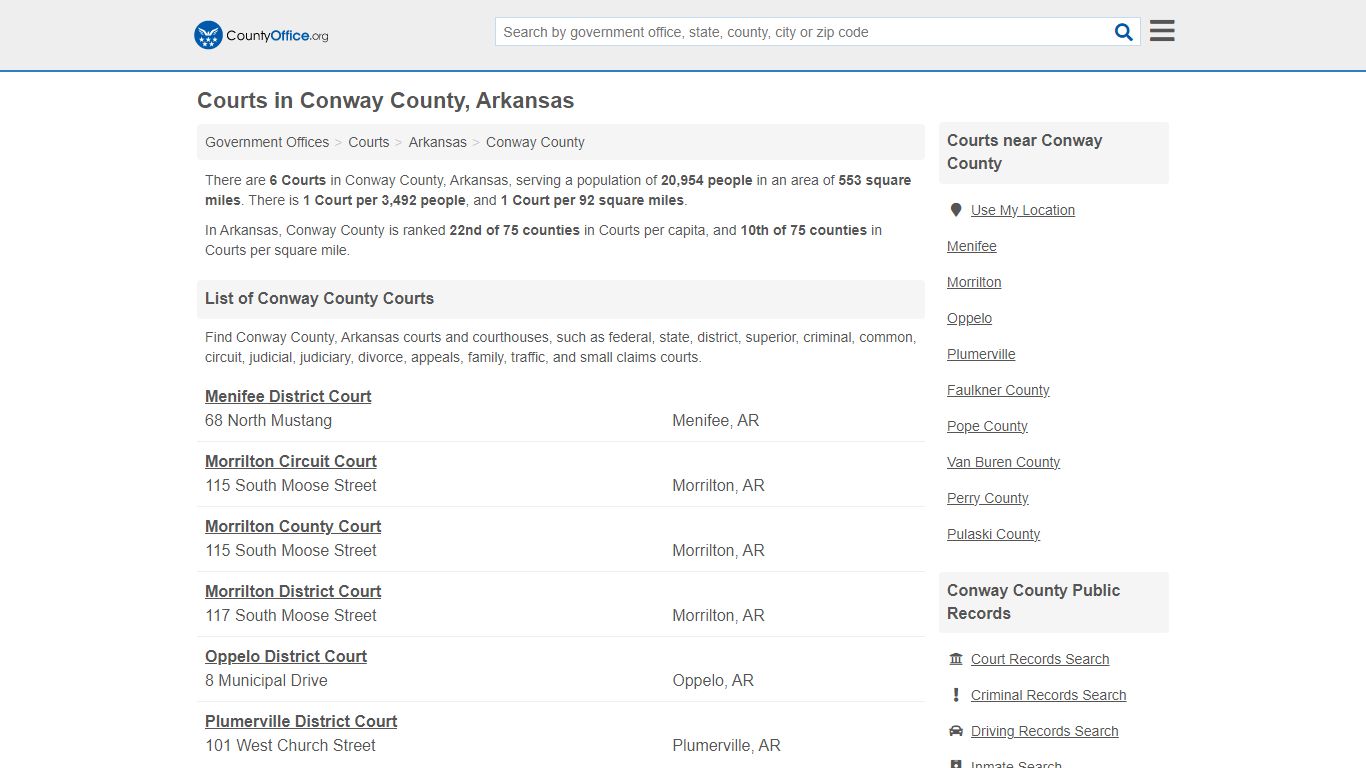 Courts - Conway County, AR (Court Records & Calendars)